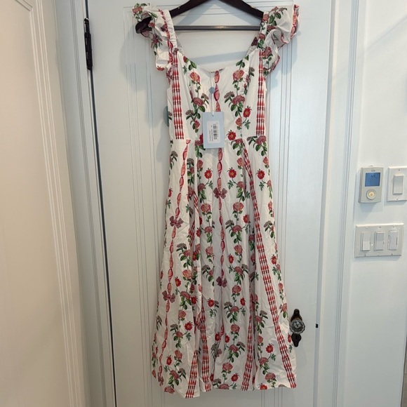 Hill House Floral Red and White Midi Dress NWT - Picture 7 of 7
